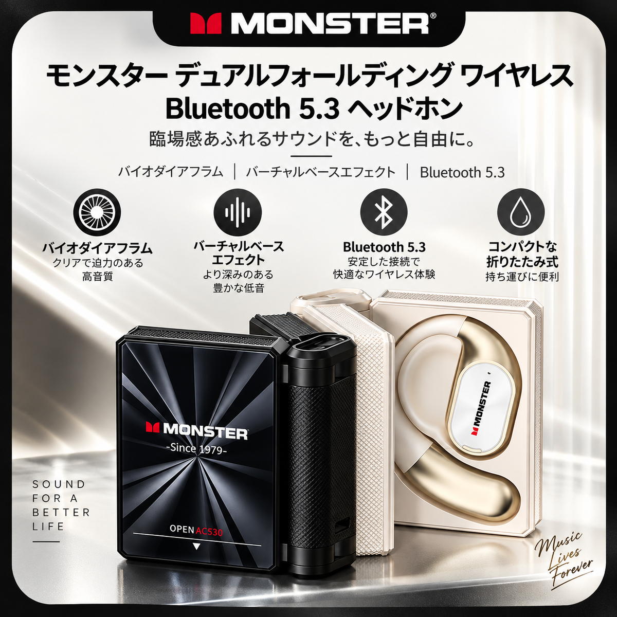 Monster Open-Ear Wireless Earphones Bluetooth 5.3(MONSTER オープンイヤー ワイヤレスイヤホン Bluetooth 5.3)