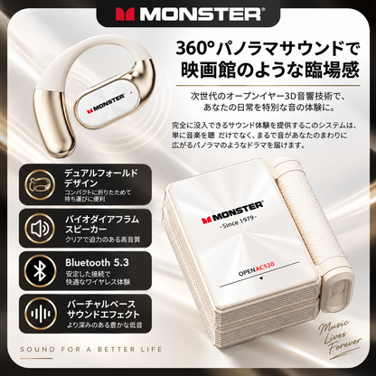 Monster Open-Ear Wireless Earphones Bluetooth 5.3(MONSTER オープンイヤー ワイヤレスイヤホン Bluetooth 5.3)